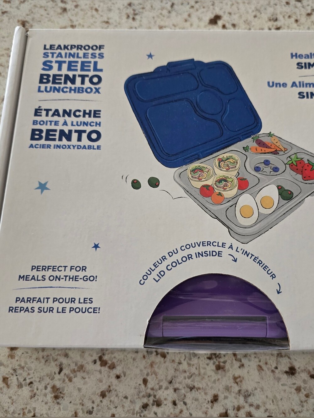 Kids Stainless Steel Bento Lunchbox with Purple Lid Yumbox